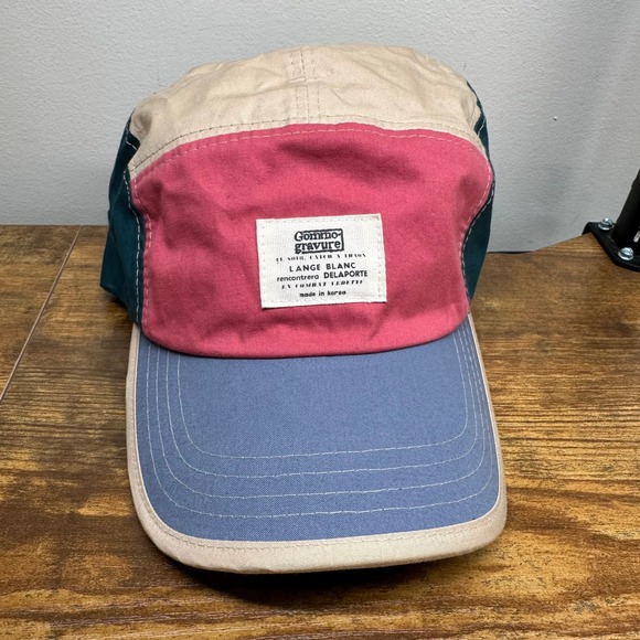 Marco Diaz Italy Other - Marco Diaz Italy Rock2 Studio 5 Panel Colorblock Camper Hat Tan Pink Teal Blue